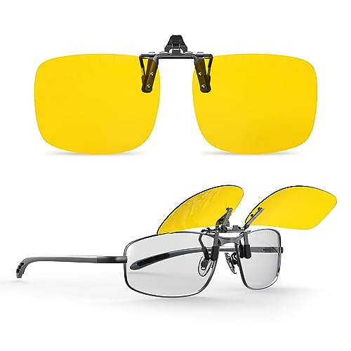 Goiteia Polarisierte Aufsteckbrille für Nachtfahrten Herren Damen – Nachtfahrbrille mit Flip-Up Design & Doppel-AR-Beschichtung, Blendfrei gegen entgegenkommende Scheinwerfer von Goiteia