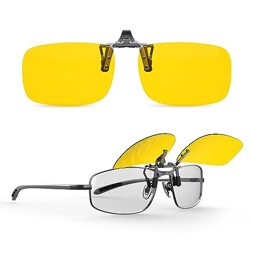 Goiteia Polarisierte Aufsteckbrille für Nachtfahrten Herren Damen – Nachtfahrbrille mit Flip-Up Design & Doppel-AR-Beschichtung, Blendfrei gegen entgegenkommende Scheinwerfer von Goiteia