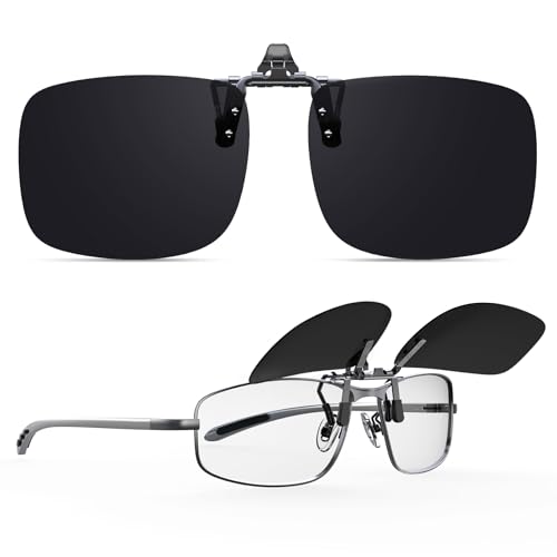 Goiteia Polarisierte Sonnenbrille zum Aufklipsen für Männer und Frauen, superdunkle Gläser für mehr Sonnenlichtschutz, einfaches Aufsetzen und Abnehmen mit einer Hand von Goiteia