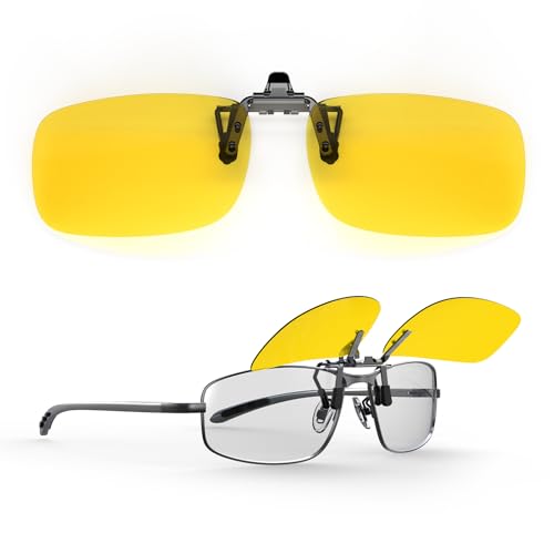 Goiteia Polarisierte Klappbrille mit Clip, Nachtfahrbrille, Blendschutz für Männer und Frauen, 15° Kurve passend zu gebogenem Rahmen von Goiteia
