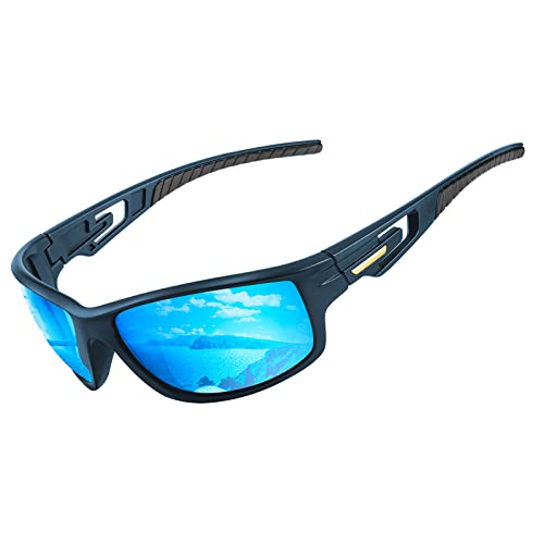 Goiteia Polarisierte Sonnenbrille Radsportbrille Herren Damen mit UV400 Schutz- Sportsonnenbrille zum Radfahren Autofahren Laufen Wandern Angeln Unzerbrechlicher Leichter TR90 Rahmen (Blau) von Goiteia