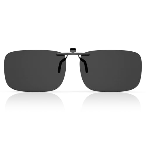 Goiteia Polarisierte Sonnenbrille zum Anklippen, leichtes, rechteckiges Design über verschreibungspflichtigen Brillen, rutschfest, kompakte Passform, Grau von Goiteia