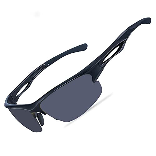 Goiteia Polarisierte Sport-Sonnenbrillen für Herren und Damen- Fahrradbrille mit UV400 Schutz Superleichtes TR 90 Rahmen zum Radfahren Skifahren Autofahren Angeln Laufen Wandern (Schwarz) von Goiteia