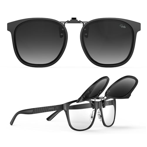 Goiteia Übergroße Sonnenbrille zum Anklippen über verschreibungspflichtigen Brillen, modisches gerahmtes Design zum diskreten Verbergen Ihrer Brille, einfach an- und auszuziehen, einhändig von Goiteia