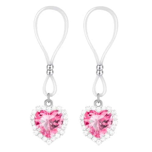 Gojewen 2er Fake Brustwarzenpiercing Clips on Nippel Ring Faux Bruspiercing mit Herz Anhänger Kein Piercing Nipple Ring Damen Frau von Gojewen