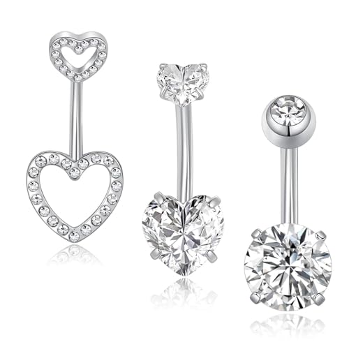 Gojewen 3stk Bauchnabelpiercing 10mm Silber Herz Piercing Bauchnabel Bauchnabelpiercing Chirurgenstahl Damen Frau Gojewen 3stk Bauchnabelpiercing 10mm Silber Herz Piercing Bauchnabel Bauchnabelpiercing Chirurgenstahl Damen Frau von Gojewen