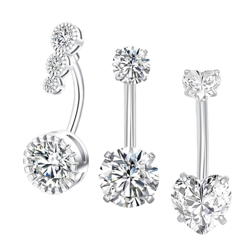 Gojewen 3stk Bauchnabelpiercing 12mm Chirurgenstahl Silber Piercing Bauchnabel Herz Bauchpiercing Schmuck Damen Gojewen 3stk Bauchnabelpiercing 12mm Chirurgenstahl Silber Piercing Bauchnabel Herz Bauchpiercing Schmuck Damen von Gojewen
