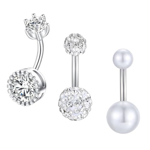 Gojewen 3stk Kurzes Bauchnabelpiercing 6mm Chirurgenstahl Silber Bauchpiercing 14G Piercing Bauchnabel Schmuck Damen Frau von Gojewen