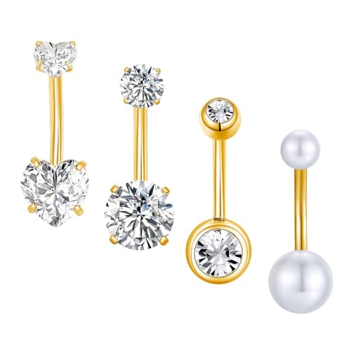 Gojewen 4stk Bauchnabelpiercing 12mm Chirurgenstahl Piercing Bauchnabel Bauchpiercing Schmuck Gold Damen Gojewen 4stk Bauchnabelpiercing 12mm Chirurgenstahl Piercing Bauchnabel Bauchpiercing Schmuck Gold Damen von Gojewen