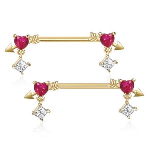 Gojewen Brustwarzenpiercing 14mm Stablänge Chirurgenstahl Herz Nippelpiercing Nipple Brustwarze Piercing Bars Gold Damen Frau Gojewen Brustwarzenpiercing 14mm Stablänge Chirurgenstahl Herz Nippelpiercing Nipple Brustwarze Piercing Bars Gold Damen Frau von Gojewen