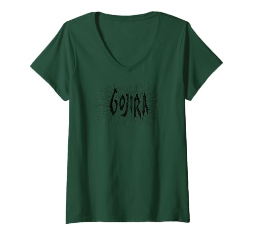 Damen Gojira Branches Logo T-Shirt mit V-Ausschnitt von Gojira