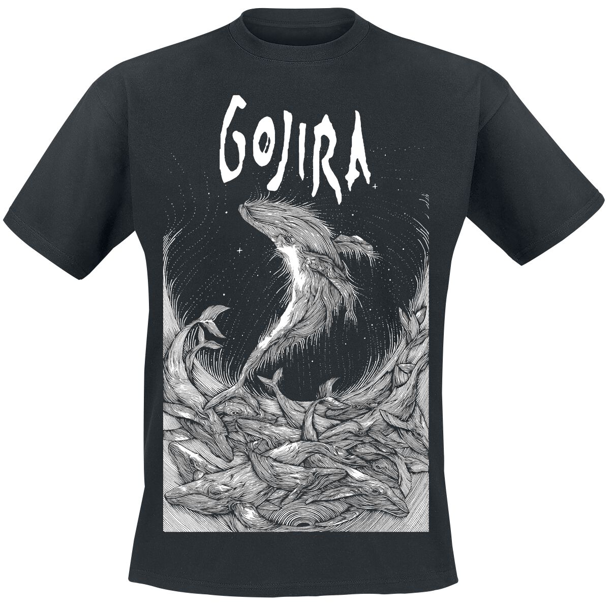 Gojira T-Shirt - Woodblock Whales - S bis XXL - für Männer - Größe S - schwarz  - Lizenziertes Merchandise! von Gojira