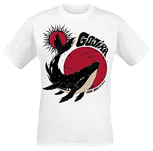 Gojira Whale Sun Moon Männer T-Shirt weiß L 100% Baumwolle Band-Merch, Bands von Gojira