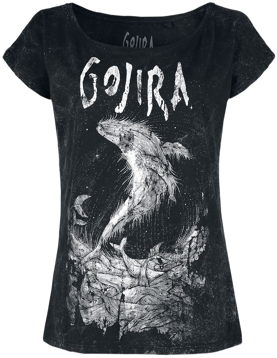 Gojira Wood Block Whales T-Shirt schwarz in XXL von Gojira