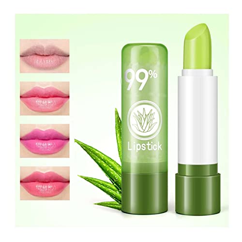 Gokame 2Pc Aloe Vera Jelly Lippenstift, Long Lasting Nutritious Lip Balm, Aloe Vera Color Changing Lipstick, Lips Moisturizer Magic Temperature Color Changing Lip Gloss,Color Changing Lipstick von Gokame