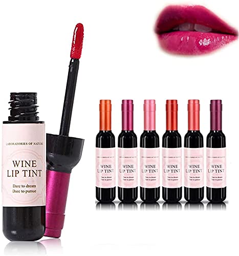 Gokame 6 Colors/Set Wine Lipstick Matte Long Lasting Waterproof Lip Tint Set Lip Gloss Lip Stain, Tattoo Lipstick Wattestäbchen, Non-Stick Cup Lip Gloss Lip Sticks for Women, Girls (6 pcs) von Gokame