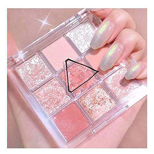 Gokame 9 Farben Lidschatten Palette Schimmer Matt Langlebiges, Schminkpalette Lidschatten Glitzer, Schminkpalette Lidschatten Palette,Eyeshadow Makeup Palette (Pink) von Gokame