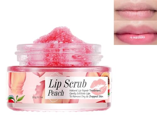 Gokame Strawberry Sugar Scrub, Lip Scrubs Exfoliator & Moisturizer, Lip Scrub, Double Effect Lip Sleep Mask, Lip Repair Balm, Suit for Dry, Cracked Lips (Peach) von Gokame