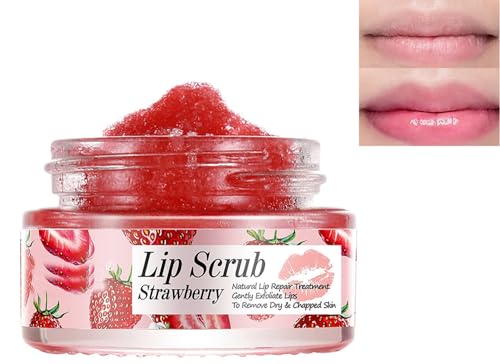 Gokame Strawberry Sugar Scrub, Lip Scrubs Exfoliator & Moisturizer, Lip Scrub, Double Effect Lip Sleep Mask, Lip Repair Balm, Suit for Dry, Cracked Lips (Strawberry) von Gokame