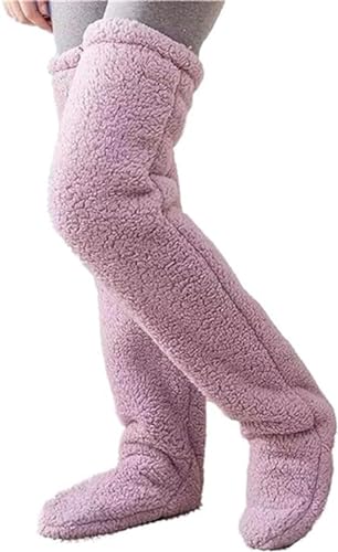 Teddy Legs Socks, Damen Plüsch Overknee Socken, Over Knee High Fuzzy Plush Slipper Stockings, Teddy Legs Socks Fleece Overknee Strümpfe Stulpen Damen Winter Warme Socken (Pink) von Gokame