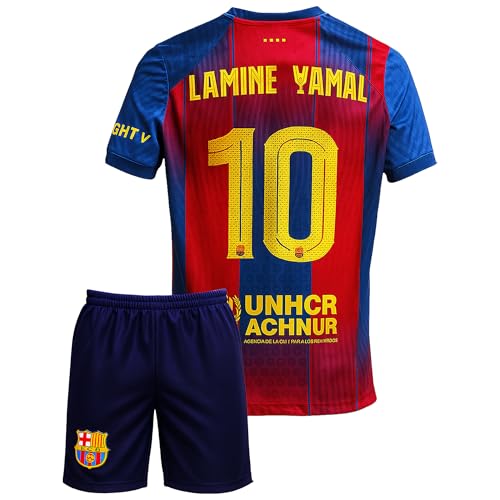 Gokaynex Lamine Yamal Nr.10 Trikot für Kinder – Kurzarm Fußball Set mit Shorts – Fan Outfit 2026 Heimfarben Design – Jugendgröße 140 von Gokaynex