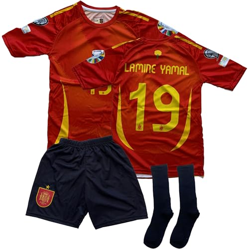 Gokaynex Yamal Nr.19 Trikot für Kinder 2024/2025 Spanien Heim Fan Design – Fußball Set mit Shorts und Socken – Jungen Outfit – Trikot Kinder -152 von Gokaynex