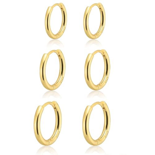 Gokeey Kleines Gold-Huggie-Creolen-Set für Damen, 14 Karat echt, vergoldet, hypoallergen, leichte Ohrringe für empfindliche Ohren, alltägliche Ohrring-Sets für mehrere Piercings, Knorpel-Creolen Gokeey Kleines Gold-Huggie-Creolen-Set für Damen, 14 Karat echt, vergoldet, hypoallergen, leichte Ohrringe für empfindliche Ohren, alltägliche Ohrring-Sets für mehrere Piercings, Knorpel-Creolen von Gokeey