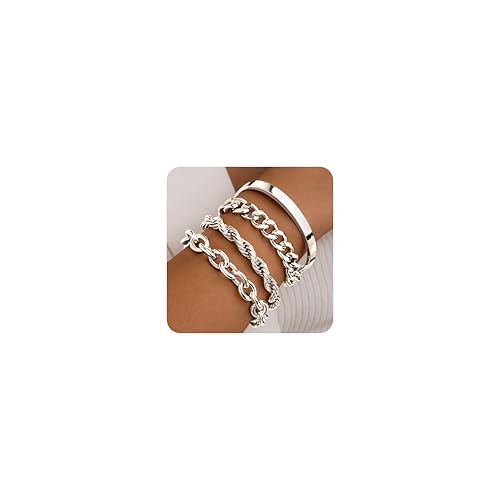 Gokeey Klobige Silber-Armbänder für Damen, läuft nicht an, zierlich, hypoallergen, S925 Sterlingsilber, stapelbar, geschichtet, kubanische Büroklammer, gedrehte Gliederkette, Armbänder für Schmuck Gokeey Klobige Silber-Armbänder für Damen, läuft nicht an, zierlich, hypoallergen, S925 Sterlingsilber, stapelbar, geschichtet, kubanische Büroklammer, gedrehte Gliederkette, Armbänder für Schmuck von Gokeey