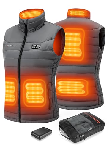 Gokozy Beheizbare Weste Damen,Beheizte Weste mit Powerbank 5 Heizzonen Intelligente Elektrische Leichte Beheizte Weste Bergsteigen und Arbeiten im Freien von Gokozy