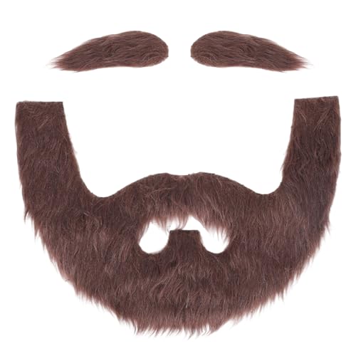 Braunes Set mit Künstlichen Schnurrbärten und Augenbrauen für Erwachsene, Realistisches Selbstklebendes Gesichtshaar für Kostüme Halloween Cosplay Verkleidungspartys Kostümball von Goktvai
