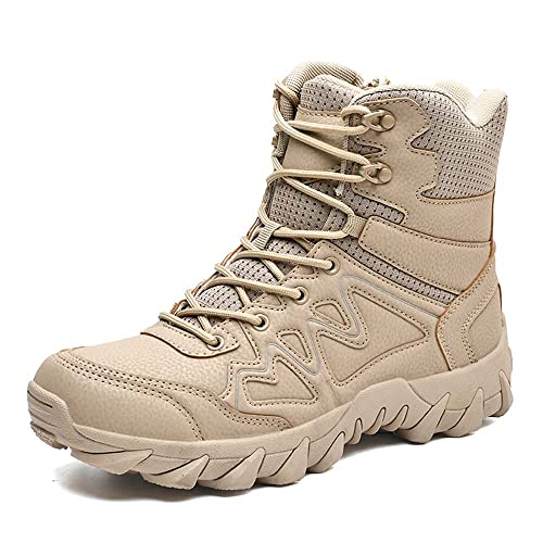 Gokzssoll Wanderschuh Jagdstiefel wasserdicht Winddicht Trekkingschuh aus Veloursleder mit Pirschstiefel Jagdschuhe Trekkingstiefel Bergstiefel, A06beige, 46 EU von Gokzssoll