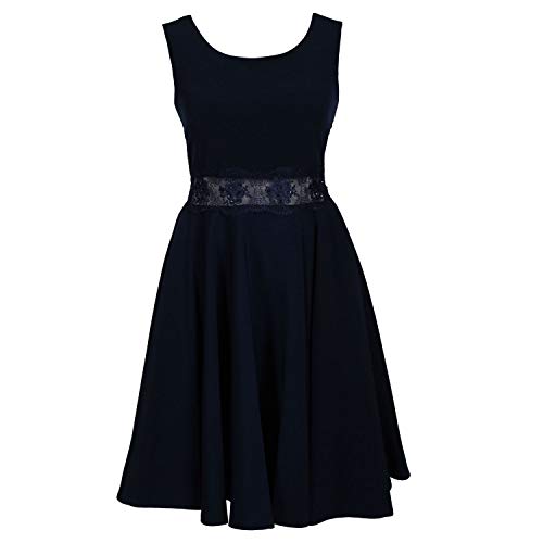 G.O.L. - Festliches Kleid aus Krepp mit durchsichtiger Spitzen-Verarbeitung an der Taille, Mädchen, dunkelblau - 1374600db, Größe 176 von Gol