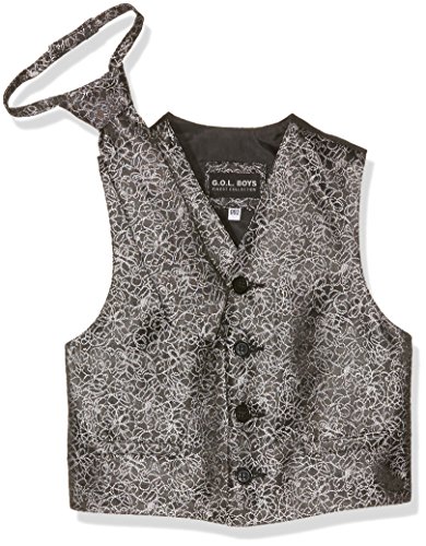 G.O.L. Jungen Jacquard-Weste mit Krawatte Bekleidungsset, Mehrfarbig (Black-Silver 23), 122 von G.O.L.