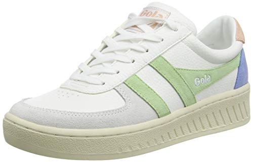 Gola Damen Grandslam Trident Sneaker, White/Patina Green/Pearl Pink, 38 EU von Gola