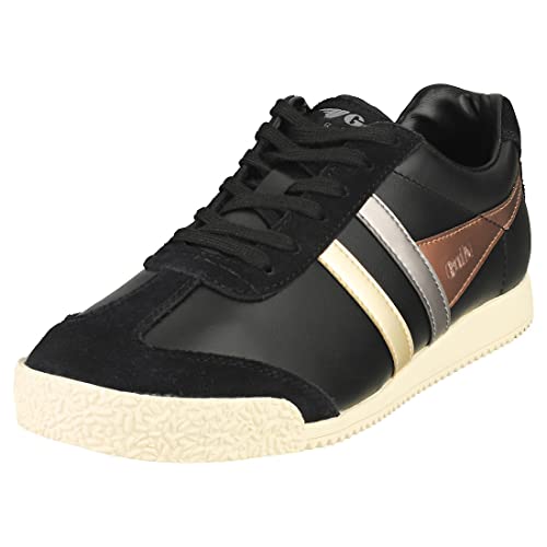 Gola Damen Harrier Leather Trident Sneaker, Black/Bronze/Gold, 37 EU von Gola