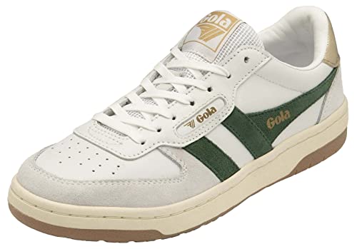 Gola Damen Hawk Sneaker, Weiß, Dunkelgrün, Gold, 36 EU von Gola