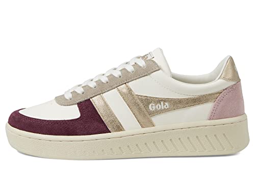 Gola Grandslam Quadrant Sneaker für Damen, Off-White/Windsor Wine/Gold/Clk Pink, 41 EU von Gola