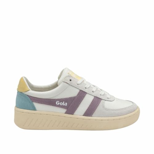 Gola Grandslam Trident Sneaker für Damen, Weiß/Khaki/Fluro Pink, 37 EU von Gola