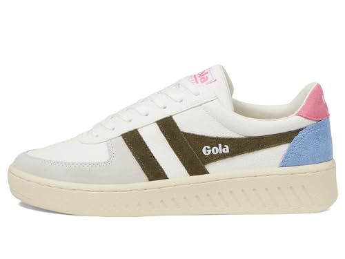 Gola Grandslam Trident Sneaker für Damen, Weiß/Khaki/Fluro Pink, 38 EU von Gola