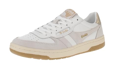 Gola Hawk Damen-Sneaker, Weiß/Weiß/Gold, 41 EU von Gola