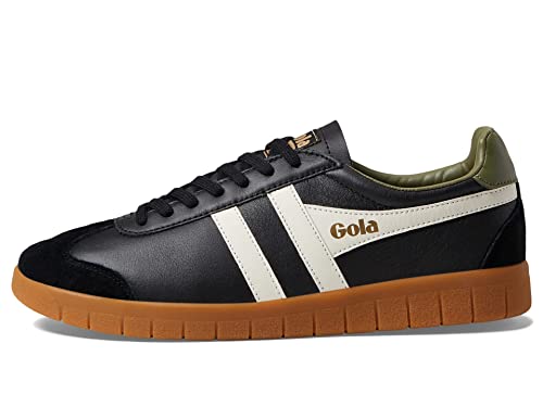 Gola Herren Hurricane Leather Sneaker, Black/Off White/Khaki/Gum, 44 EU von Gola