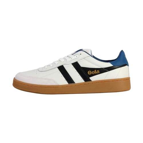 Gola Herren-Sneaker aus Kontaktleder, Weiß/Schwarz/Marineblau/Gummi, 41 EU von Gola