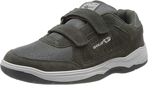 Herren Gola Belmont Weite Passform Beschichtetes Leder Turnschuhe, Gr.-44 EU/10 UK, dunkelgrau Veloursleder von Gola