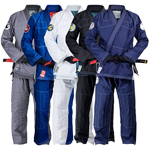 Gold BJJ Jiu Jitsu Gi – Aeroweave Ultra Lightweight Gi – Sanforisierte, brasilianische Jiu Jitsu-Uniform für Herren (Marineblau, A1H) von Gold BJJ