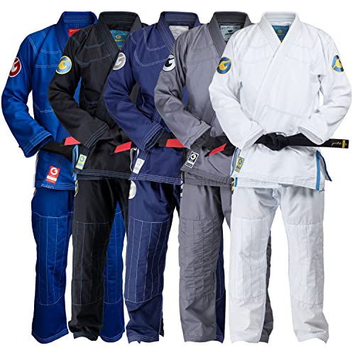 Gold BJJ Jiu Jitsu Gi – Aeroweave Ultra Lightweight Gi – Sanforisierte brasilianische Jiu Jitsu Uniform für Herren, Weiss/opulenter Garten, A3 von Gold BJJ