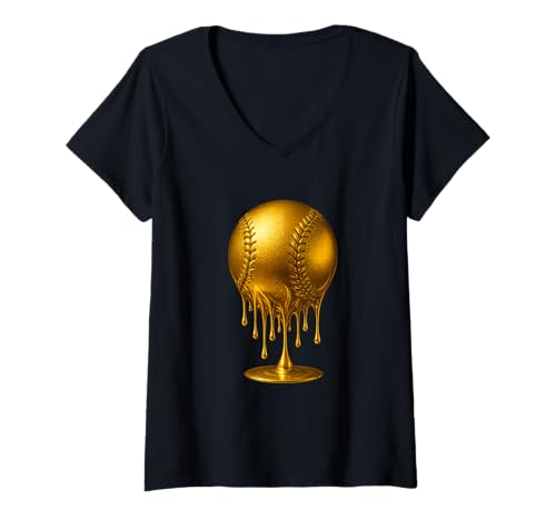 Damen Dripping Gold Drip Baseball-Spieltag, Spielertrainer, Baller T-Shirt mit V-Ausschnitt Damen Dripping Gold Drip Baseball-Spieltag, Spielertrainer, Baller T-Shirt mit V-Ausschnitt von Gold Drip Baseball Ball Lover Merch Gifts Store