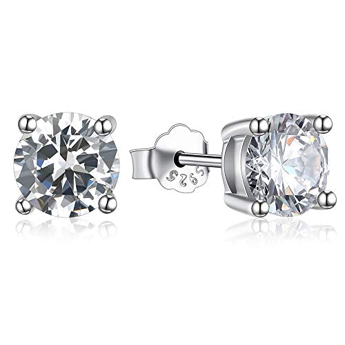 Ohrringe 925 Sterling Silber mit Zirkonia Diamant Form Allergiefrei für Damen Herren (7 mm) von Gold Gala