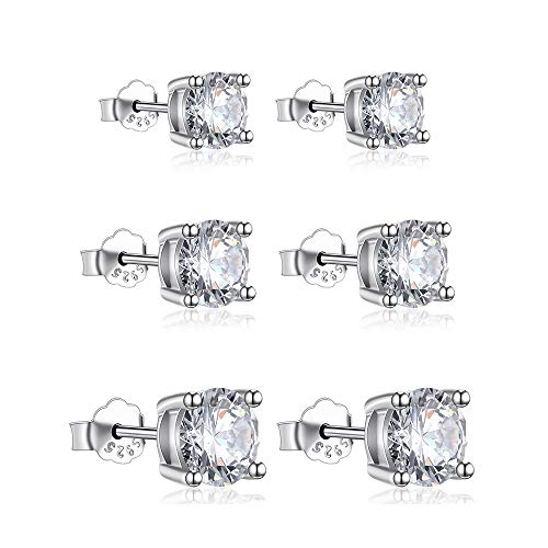 Ohrringe 925 Sterling Silber mit Zirkonia Diamant Form Allergiefrei für Damen Herren (Set 3-4-5 mm) von Gold Gala