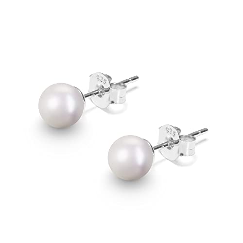 Perlen Ohrringe Damen 925 Sterling Silber Nickelfrei (6 mm) von Gold Gala