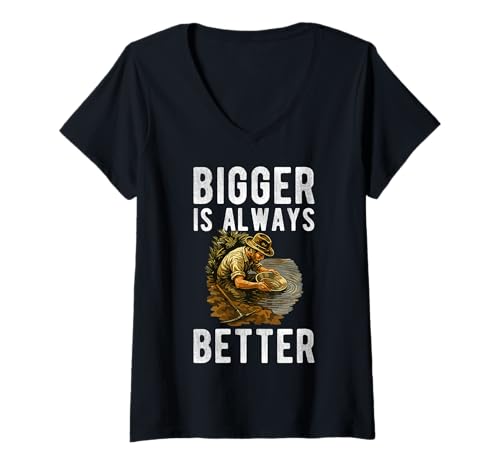 Damen Bigger Is Always Better Gold Mine Worker T-Shirt mit V-Ausschnitt Damen Bigger Is Always Better Gold Mine Worker T-Shirt mit V-Ausschnitt von Gold Minen Arbeiter Design Idee